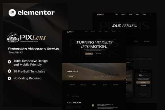 Pixlens – Photography Videography Services Elementor Template Kit