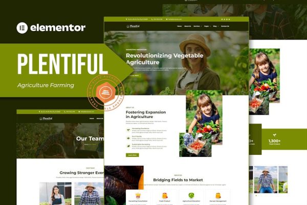 Plentiful – Agriculture Farming Elementor Template Kit