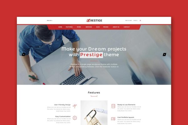Prestige – Single Page HTML Template One Pager