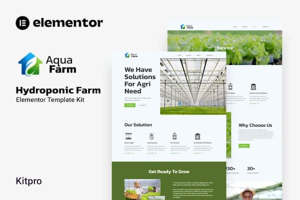 Aquafarm – Hydroponic Farm Elementor Template Kit