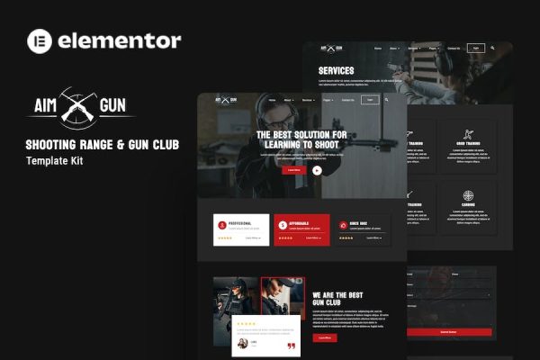 Aimgun – Shooting Range & Gun Club Elementor Template Kit