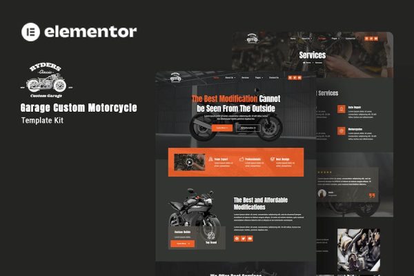 Ryders – Garage Custom Motorcycle Elementor Template Kit