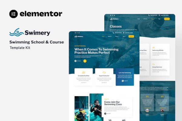 Swimery – Swimming School & Course Elementor Template Kit