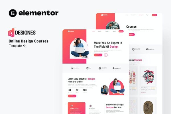 Designes – Online Design Course Elementor Template Kit