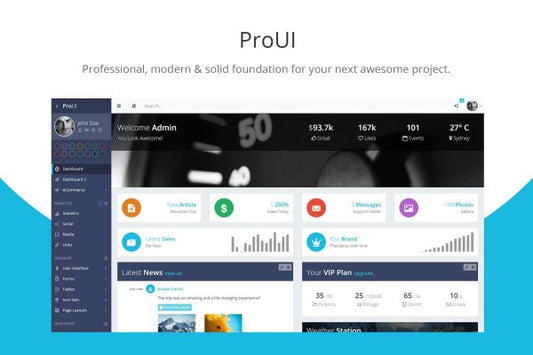 ProUI – Bootstrap Admin Template Fully responsive admin dashboard template based on the popular Bootstrap framework