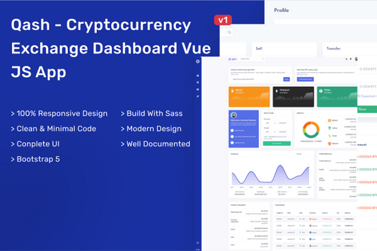 Qash – Cryptocurrency Exchange Dashboard Qash – Cryptocurrency Exchange Dashboard Vue JS App