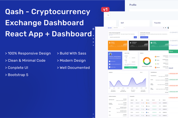 Qash – Cryptocurrency Exchange Dashboard React App Qash – Cryptocurrency Exchange Dashboard React App + Dashboard