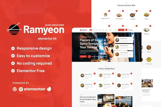 Ramyeon – Korean Restaurant Elementor Template Kit