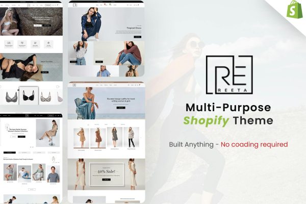 Reeta - 10 Demos Multipurpose 2.0 Shopify Theme Multiple Fashion Demos Responsive eCommerce Design. Fashion Products, Clothing, Shoes Store Websites