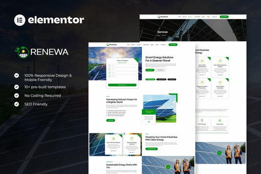 Renewa – Solar & Green Renewable Energy Elementor Template Kit