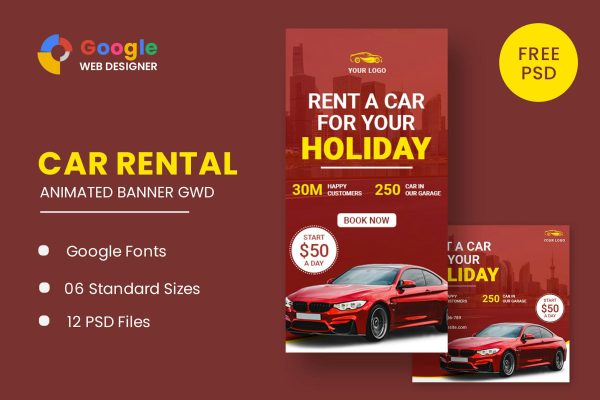 Rent Car Banner HTML5 Banner Ads GWD Rent Car Banner HTML5 Banner Ads GWD