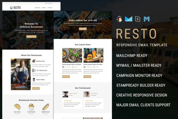 Resto Email Newsletter Template Best restaurant email template to promote your business