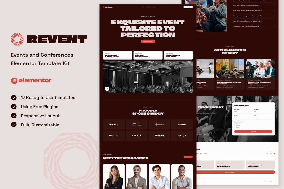 Revent – Events & Conferences Elementor Template Kit
