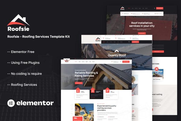 Roofsie – Roofing Services Elementor Template Kit