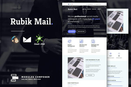 Rubik – Agency & Startup Responsive Email Create beautiful responsive e-mail templates for promoting your e-shop, business & services