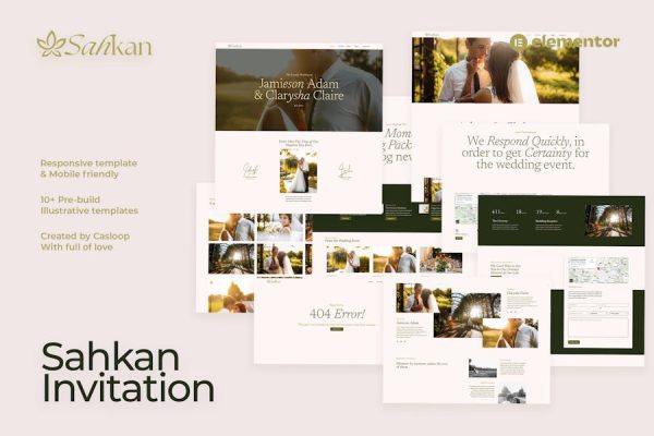 Sahkan – Wedding Invitation & Gallery Elementor Template Kit