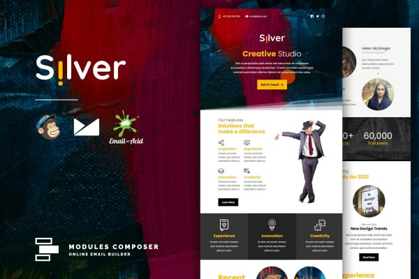 Silver – Agency & Startup Responsive Email Create beautiful responsive e-mail templates for promoting your e-shop, business & services
