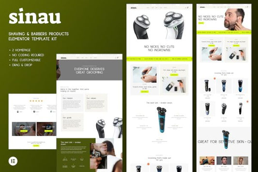 Sinau – Shaving & Barbers Products Elementor Template Kit