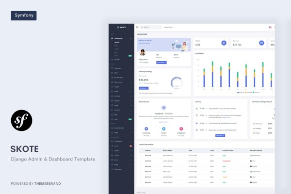 Skote – Symfony Admin & Dashboard Template Skote is a fully featured premium admin dashboard template in Symfony with developer-friendly codes
