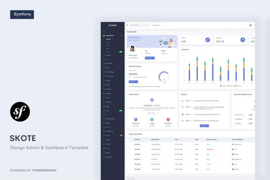 Skote – Symfony Admin & Dashboard Template Skote is a fully featured premium admin dashboard template in Symfony with developer-friendly codes