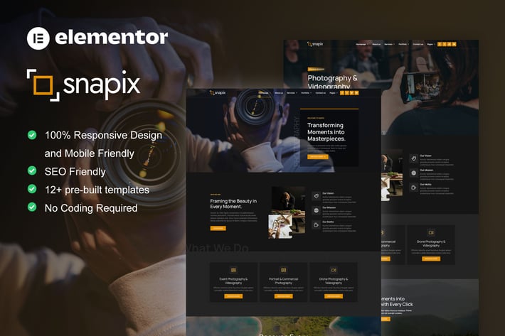 Snapix – Photography & Videography Services Elementor Template Kit