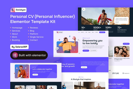 Socialyze – Personal CV Influencer Elementor Pro Template Kit