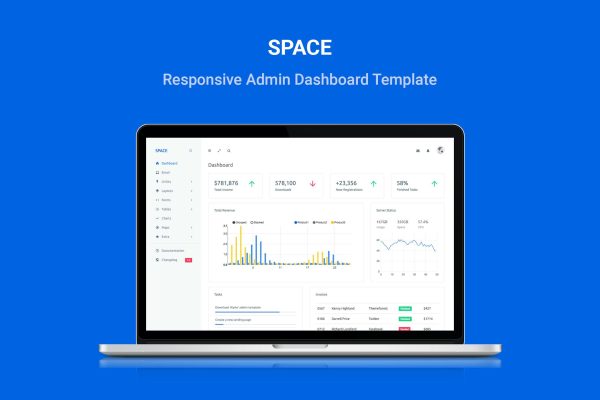 Space – Responsive Admin Dashboard Template Space is clean and well designed template for any types of backend applications