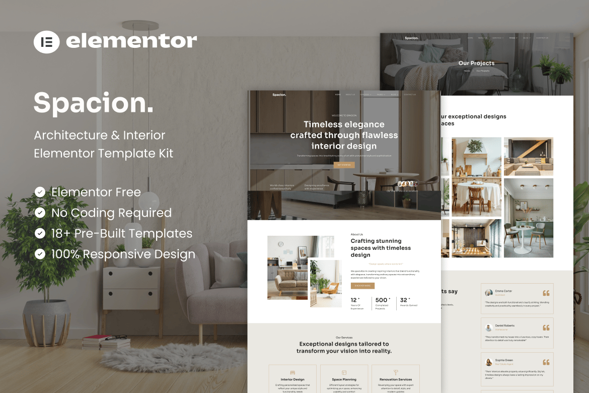 Spacion – Architecture & Interior Elementor Template Kit