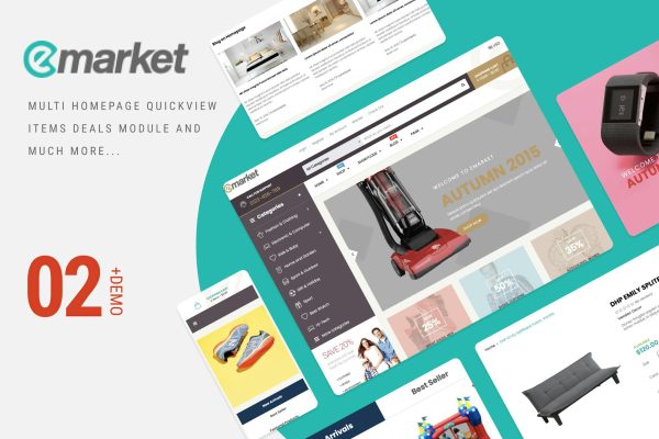 ST Emarket Shopify Theme Drag & Drop Shopify Theme Sections, Multiple layout header, footer, content