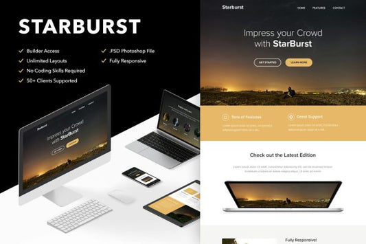 Starburst – Responsive Email + Themebuilder Access High quality responsive email newsletter template | MailChimp | Campaign Monitor supported