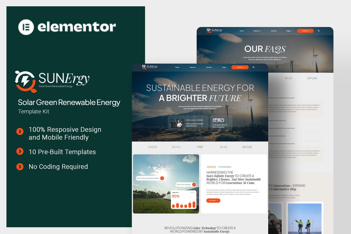Sunergy – Solar Green Renewable Energy Elementor Template Kit