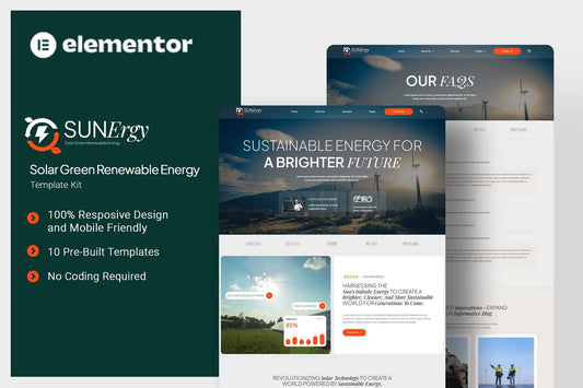 Sunergy – Solar Green Renewable Energy Elementor Template Kit
