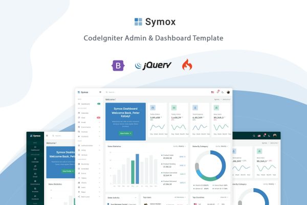 Symox – Codeigniter Admin & Dashboard Template Symox – CodeIgniter is a simple and beautiful admin template built with Bootstrap v5 and CodeIgniter