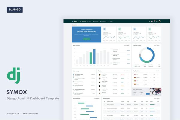 Symox – Django Admin & Dashboard Template Symox is a simple and beautiful admin template built with Bootstrap ^5.1.3 and Django.