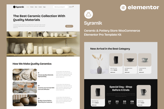Syramik – Ceramic & Pottery Store WooCommerce Elementor Pro Template Kit