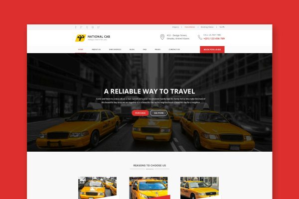 TaxiCab – Taxi Company HTML Template Taxi Company