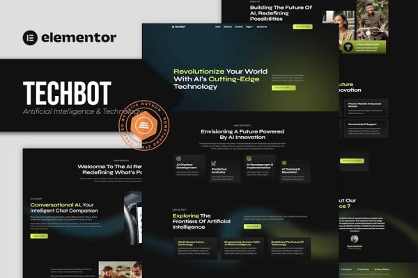Techbot – Artificial Intelligence & Technology Services Elementor Template Kit