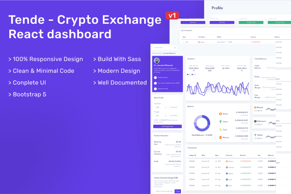 Tende – Cryptocurrency Exchange React Dashboard Tende – Cryptocurrency Exchange React Dashboard