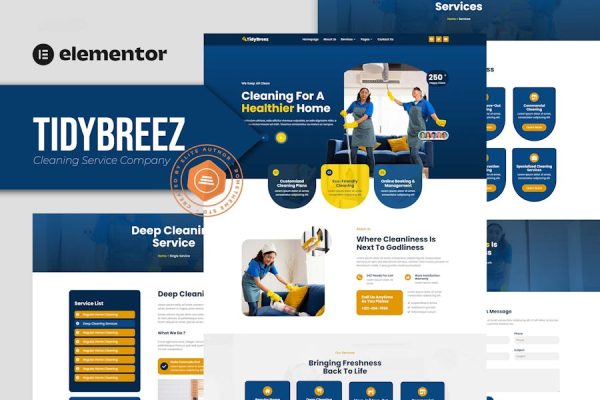 Tidybreez – Cleaning Service Company Elementor Template Kit