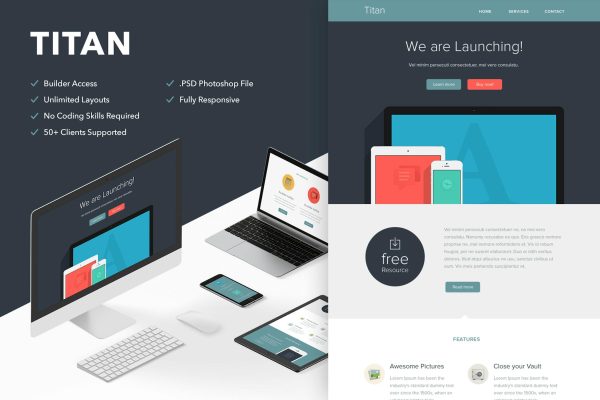 Titan – Responsive Email + Themebuilder Access High quality responsive email newsletter template | MailChimp | Campaign Monitor supported