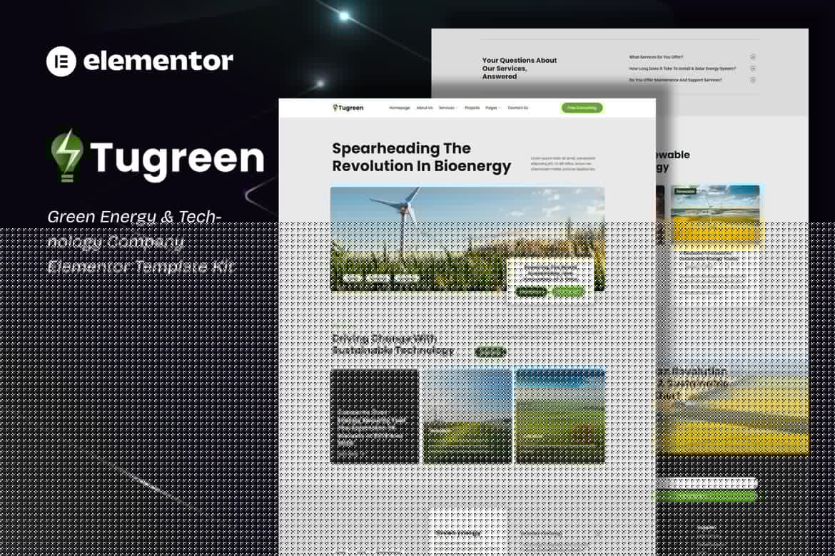 Tugreen – Green Energy & Technology Company Elementor Template Kit