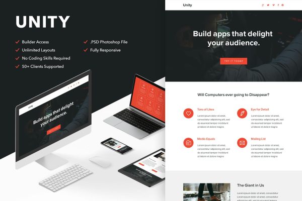Unity – Responsive Email + Themebuilder Access High quality responsive email newsletter template | MailChimp | Campaign Monitor supported