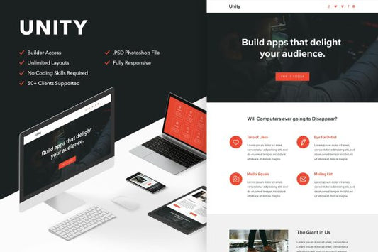 Unity – Responsive Email + Themebuilder Access High quality responsive email newsletter template | MailChimp | Campaign Monitor supported