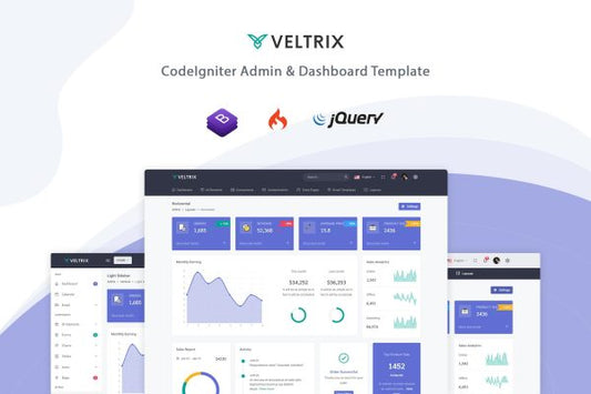 Veltrix – CodeIgniter Admin & Dashboard Template Veltrix – CodeIgniter is an admin dashboard template that is a beautifully crafted, clean & minimal