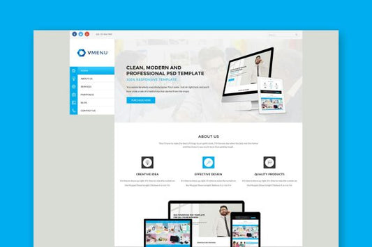 Vertical Menu – Responsive HTML Template Vertical Menu Template