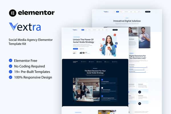 Vextra – Social Media Agency Elementor Template Kit