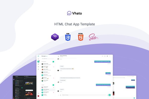 Vhato – Chat & Messaging HTML5 Template Vhato provides the best HTML template for new generation chat applications using JavaScript.