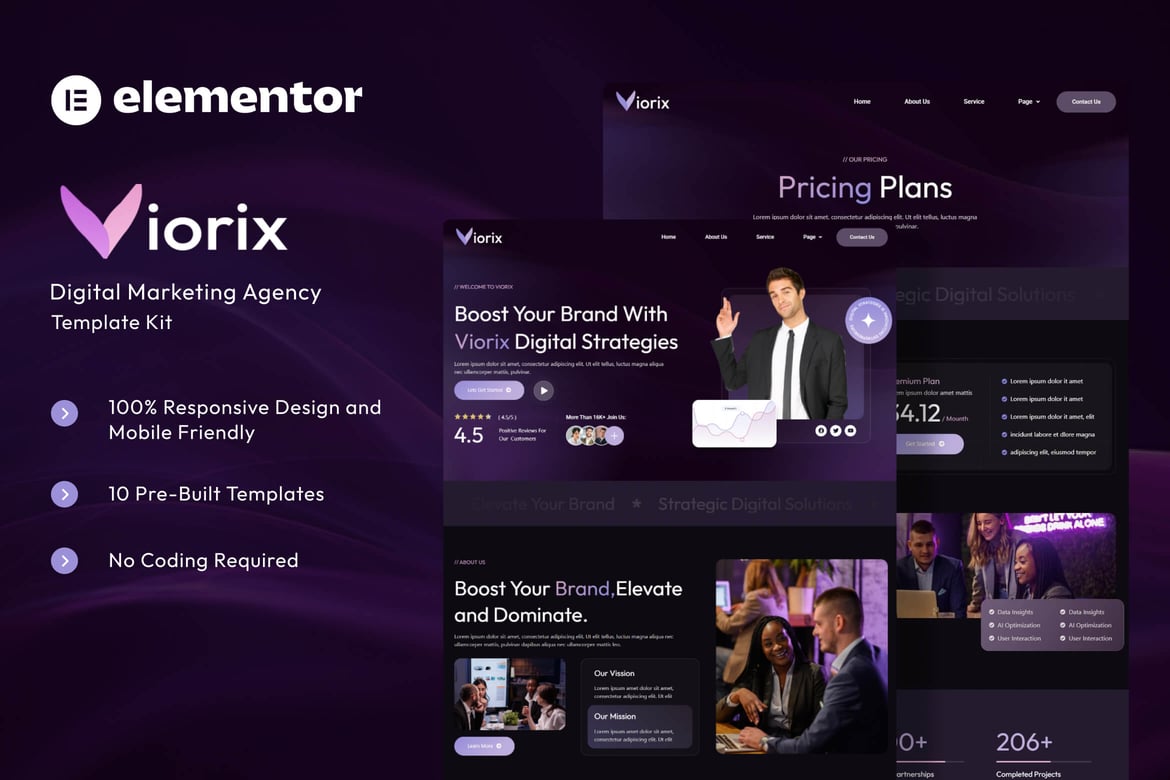 Viorix – Digital Marketing Agency Elementor Template Kit