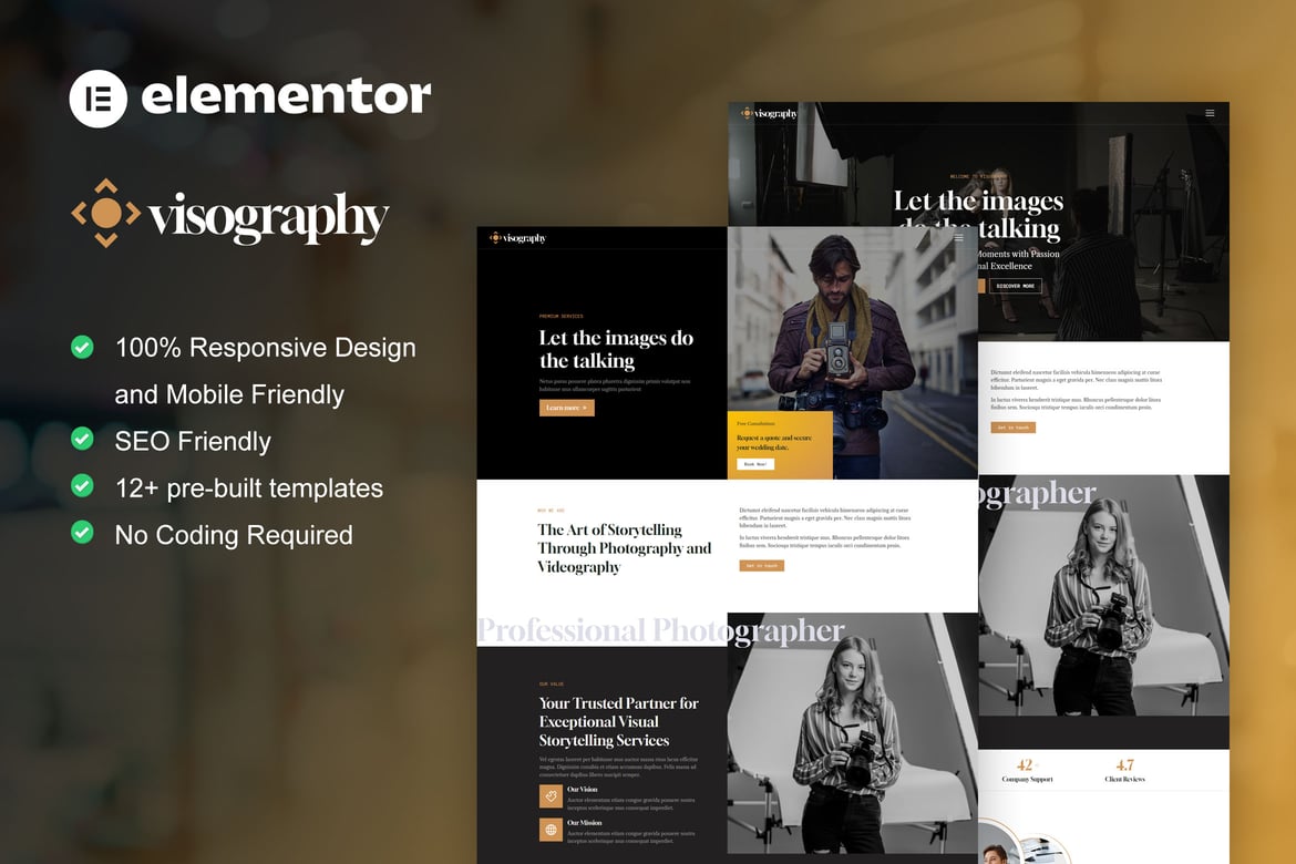 Visography – Photography & Portfolio Elementor Template Kit