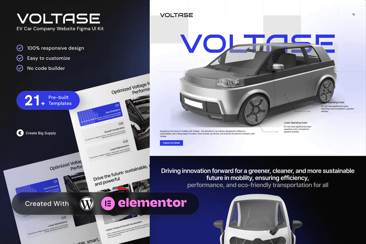 Voltase – EV Car Company Elementor Template Kit